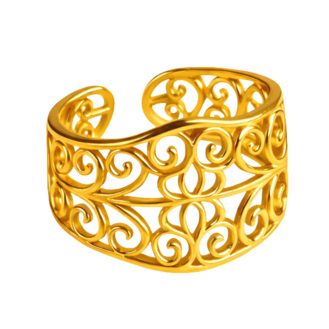 Ensemble EMMA et ALEXANDRA – Bagues fines aux motifs délicats dorés à l'or