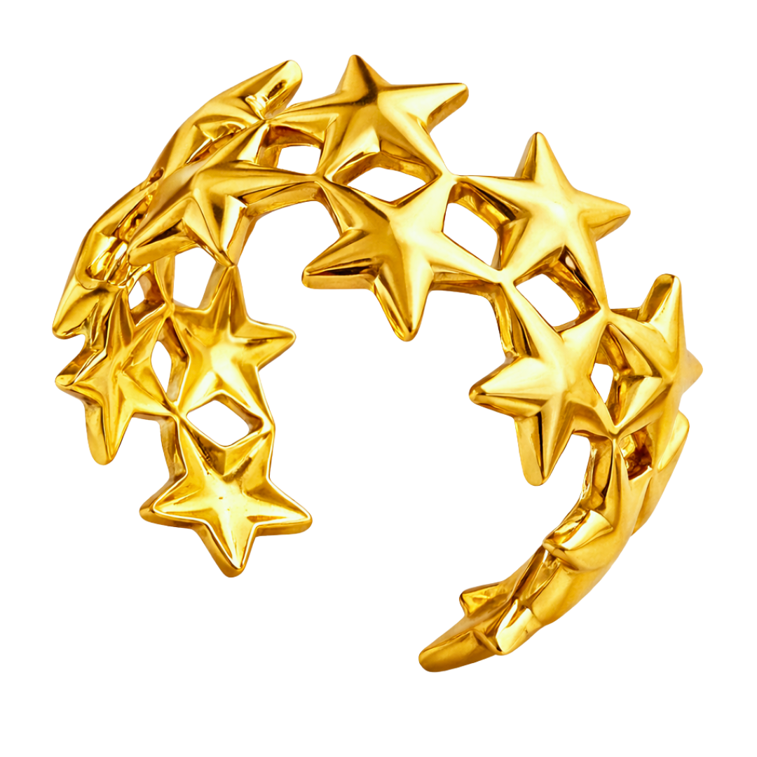 Bague ETOILEE - Acier inoxydable plaqué or