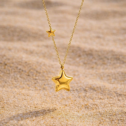 Collier ETOILES - Bijou poétique et lumineux - Acier inoxydable plaqué or