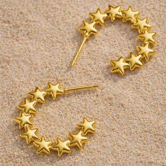 Boucles d'oreilles ETOILES - Acier inoxydable plaqué or