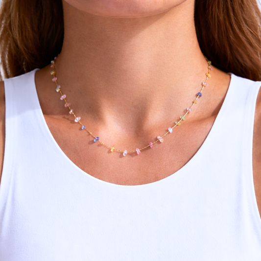 Collier PURE pastel - Cristal naturel et acier inoxydable plaqué or