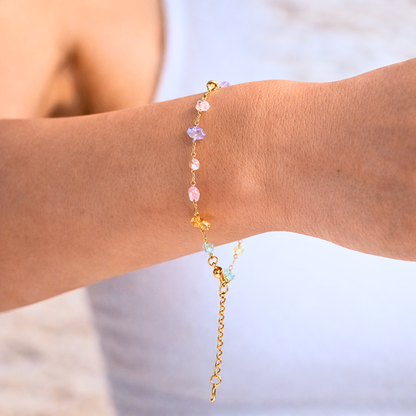 Bracelet PURE pastel - Cristal naturel et acier inoxydable plaqué or