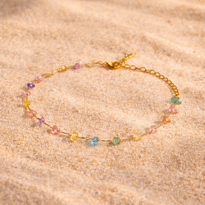 Bracelet PURE pastel - Cristal naturel et acier inoxydable plaqué or