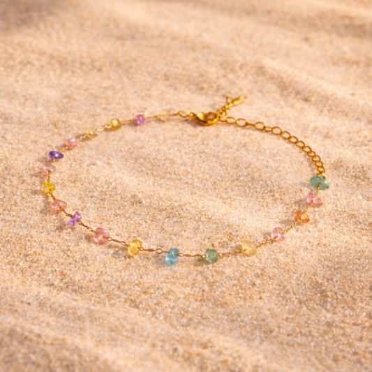 Bracelet PURE pastel - Cristal naturel et acier inoxydable plaqué or