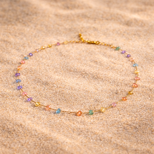 Collier PURE pastel - Cristal naturel et acier inoxydable plaqué or