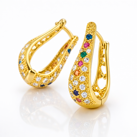 Boucles d'oreilles LALLA NAHED Zircons naturels et cuivre plaqué or