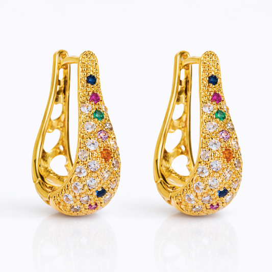 Boucles d'oreilles LALLA NAHED Zircons naturels et cuivre plaqué or