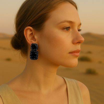 Boucles d'oreilles NOIR MERVEILLE - Zircons naturels