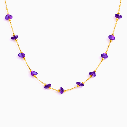 Ensemble PURE violine - Améthyste et acier inoxydable plaqué or