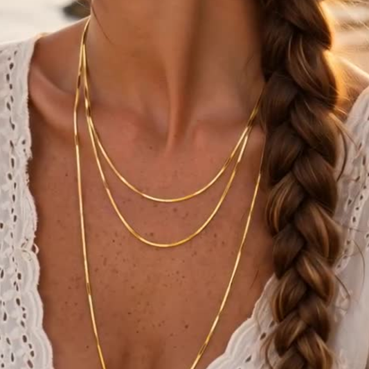 Collier PANDORA - Longue chaine brillante inoxydable plaqué or