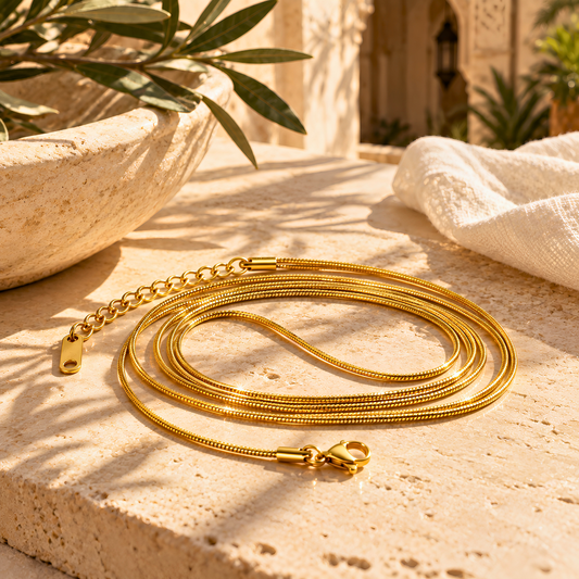 Collier PANDORA - Longue chaine brillante inoxydable plaqué or
