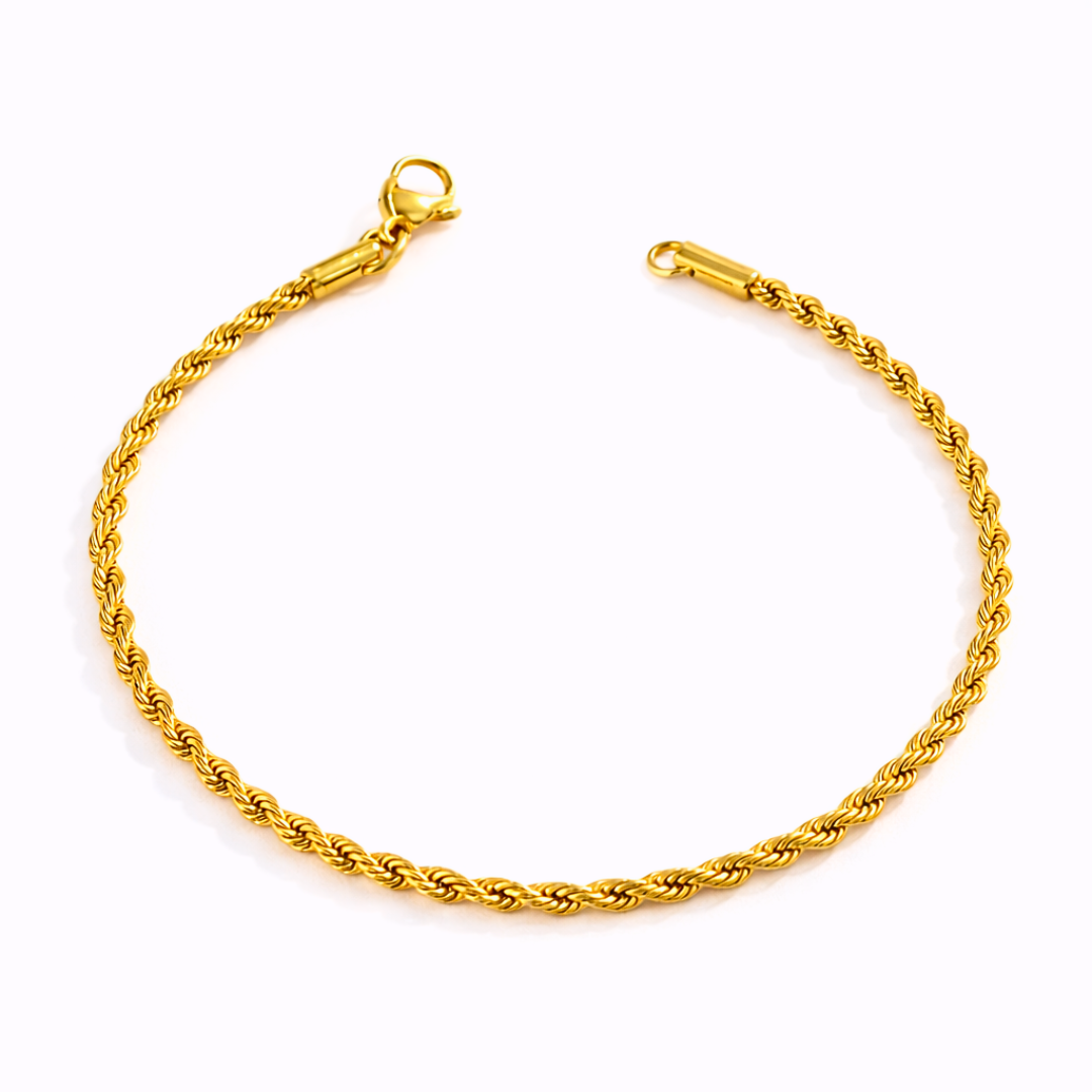 Ensemble PENELOPE - Belle chaine et sa gourmette torsadées plaquées or