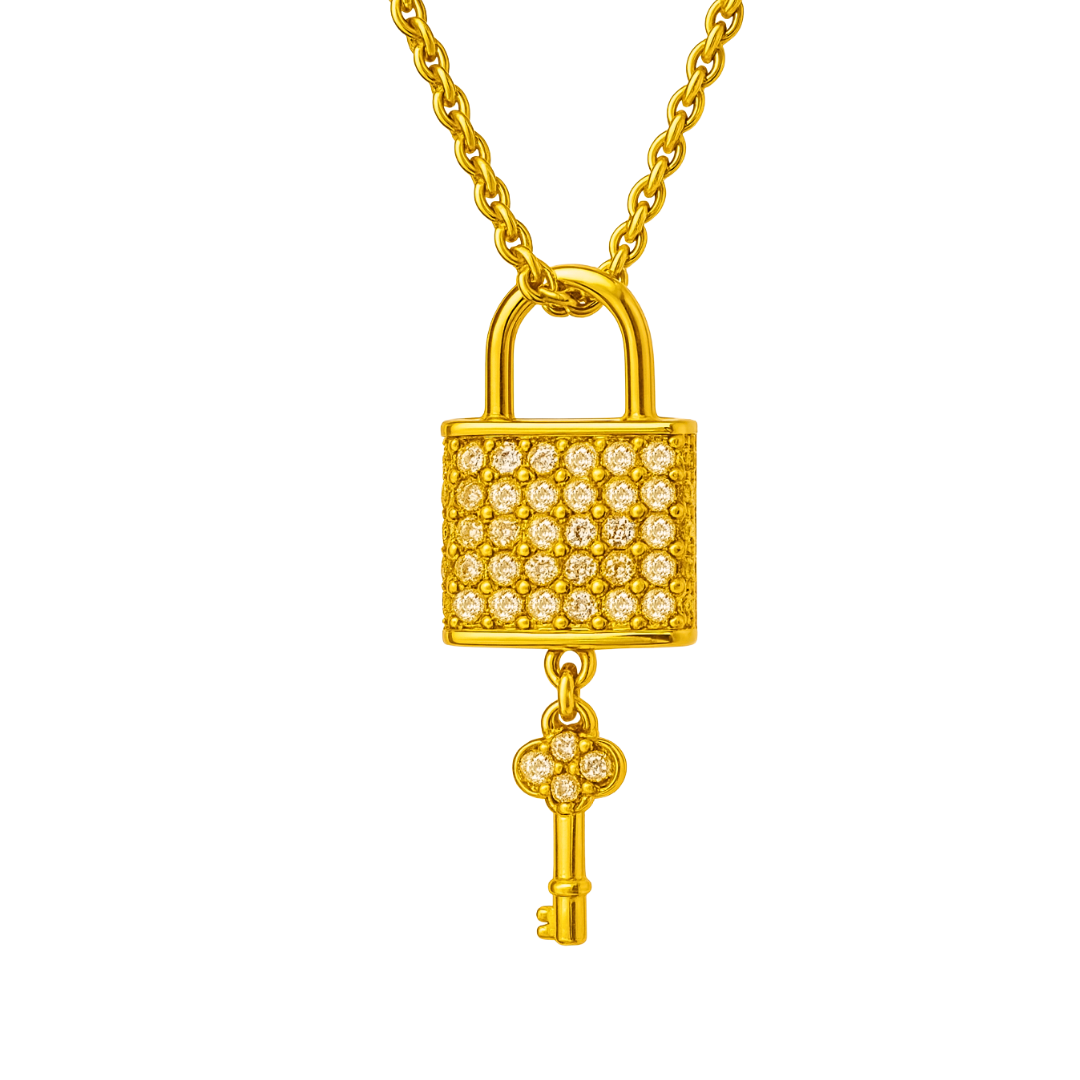 Collier TRESOR - Acier inoxydable plaqué or et zircons naturels