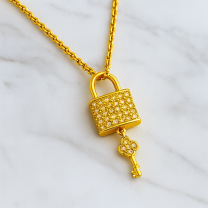 Collier TRESOR - Acier inoxydable plaqué or et zircons naturels