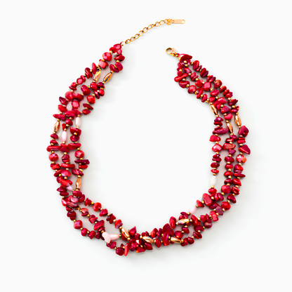 Collier VENUS rouge - Corail naturel organique et finition à l'or