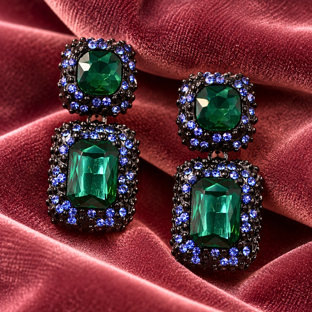 Boucles d'oreilles Vert MERVEILLE - Voluptueuses et Somptueuses