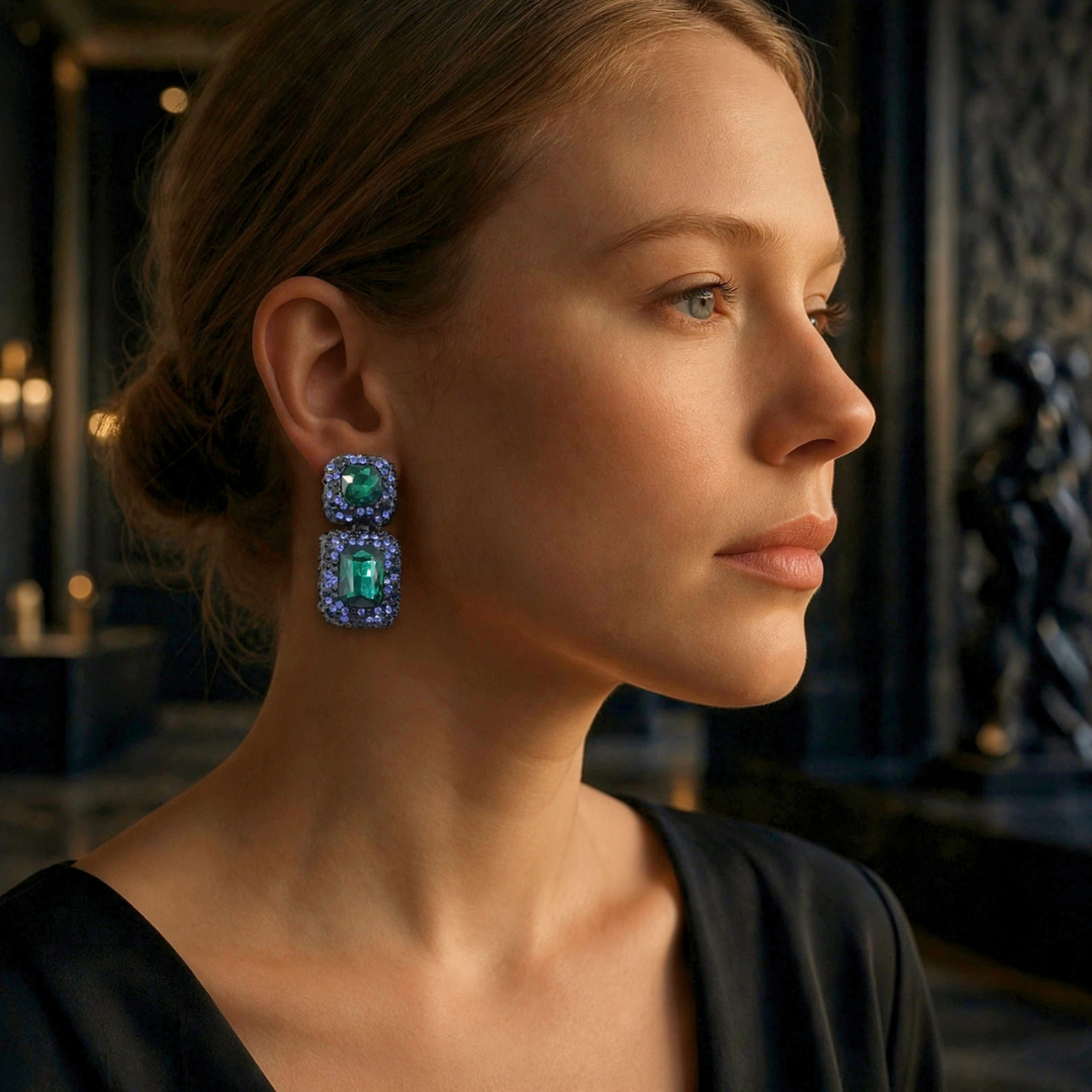 Boucles d'oreilles Vert MERVEILLE - Voluptueuses et Somptueuses