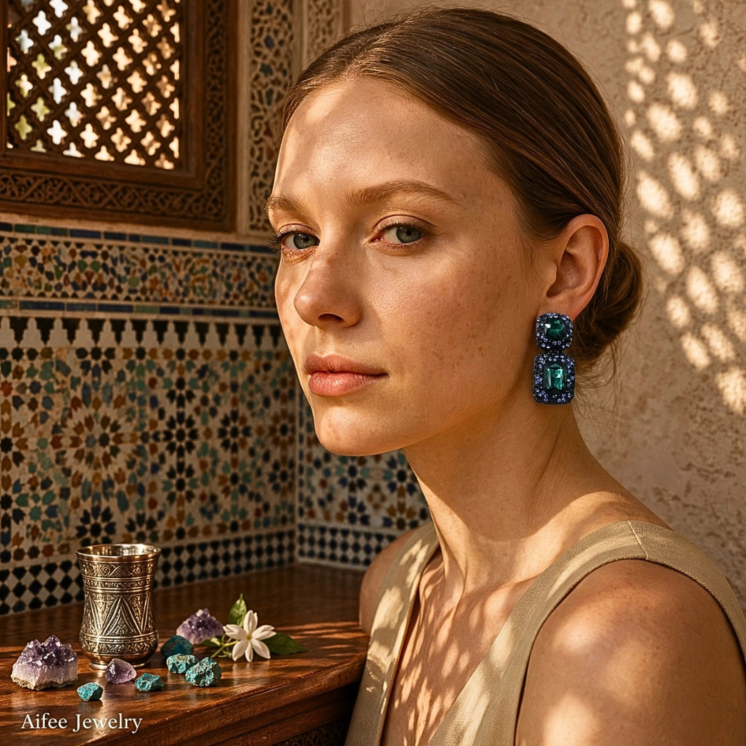 Boucles d'oreilles Vert MERVEILLE - Voluptueuses et Somptueuses