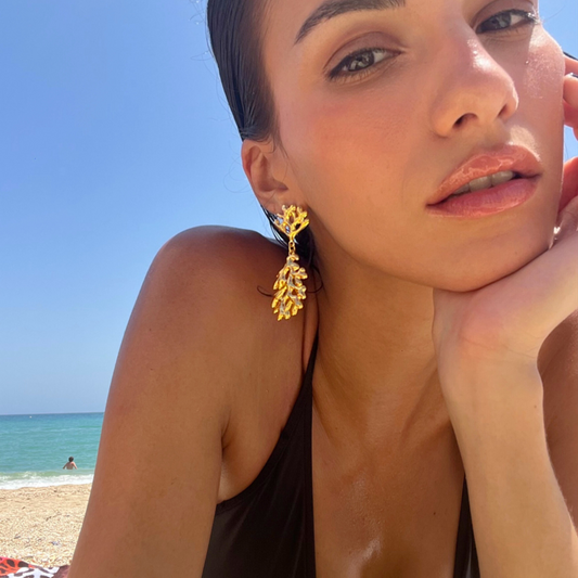 Boucles d'oreilles CORAIL - Acier inoxydable plaqué or