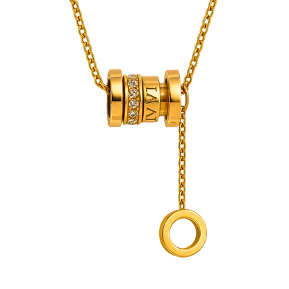 Collier AUGUSTA or jaune - Titane inoxydable plaqué or et zircons