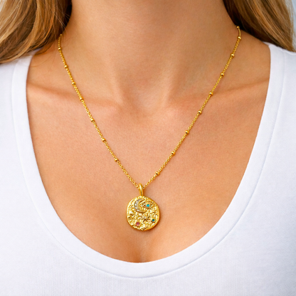 Collier ANTIQUE - Bijou doré à l'or et serti de zircons naturels