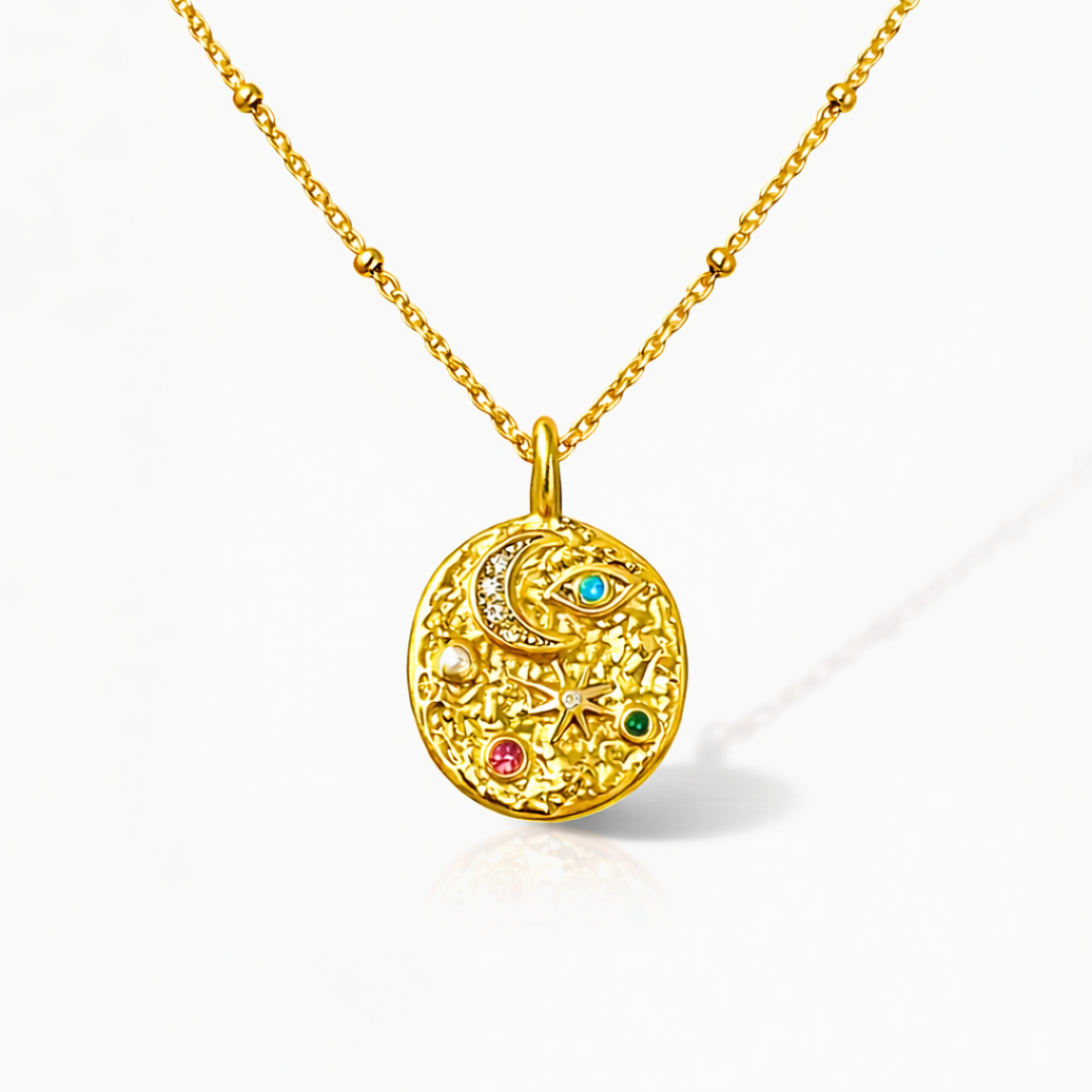 Collier ANTIQUE - Bijou doré à l'or et serti de zircons naturels