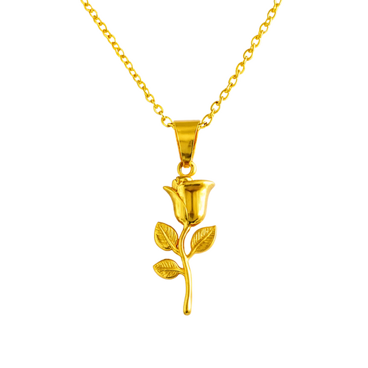 Collier ROSE - Acier inoxydable plaqué or