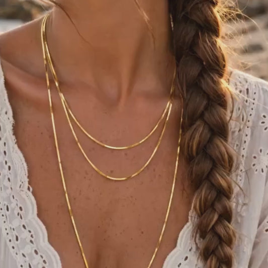 Collier PANDORA - Longue chaine brillante inoxydable plaqué or